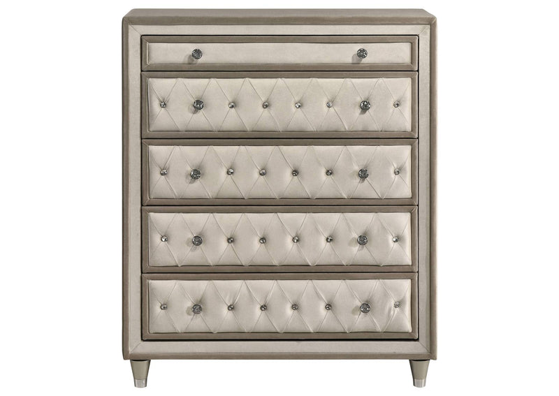 223525 Antonella 5-drawer Bedroom Chest Ivory and Camel