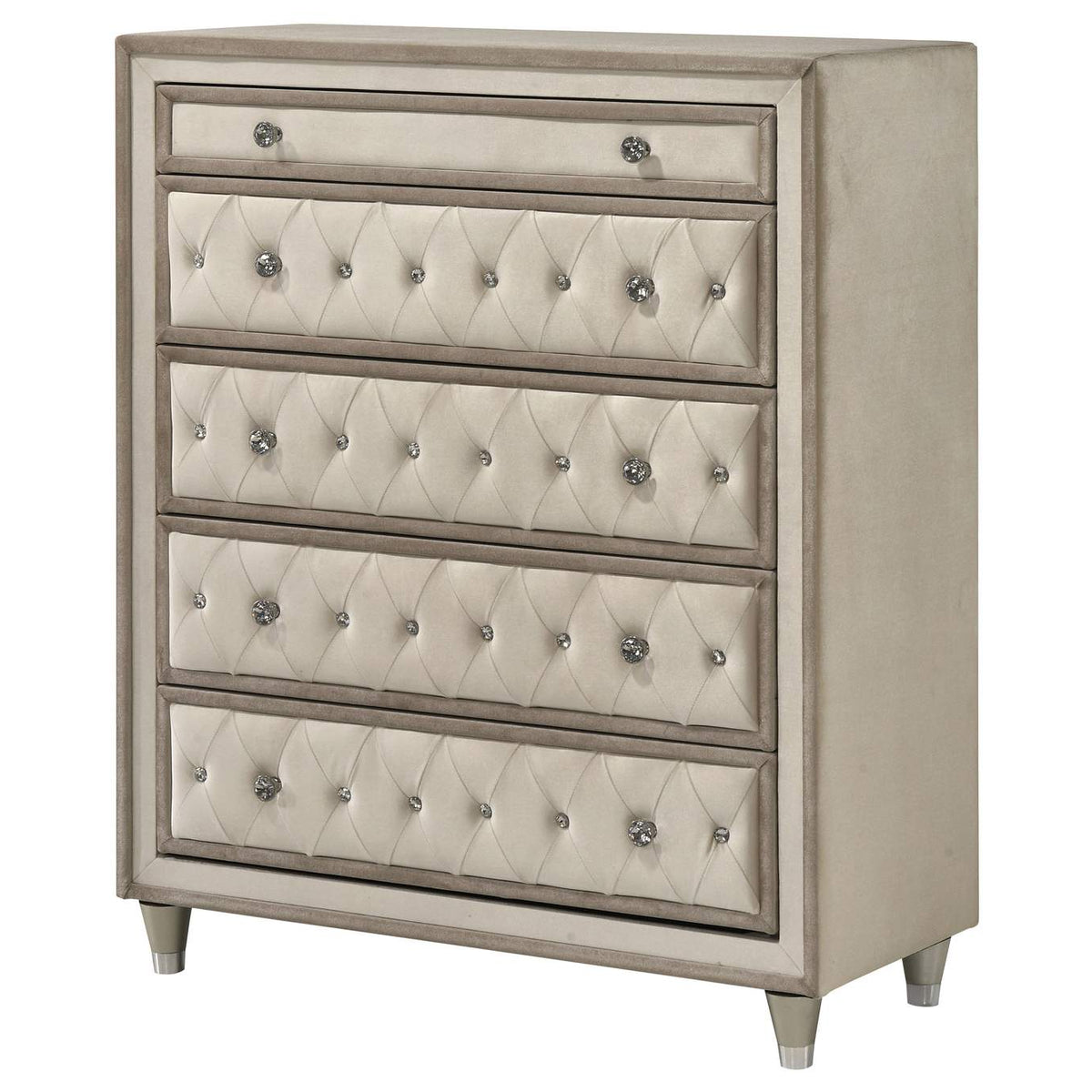 223525 Antonella 5-drawer Bedroom Chest Ivory and Camel