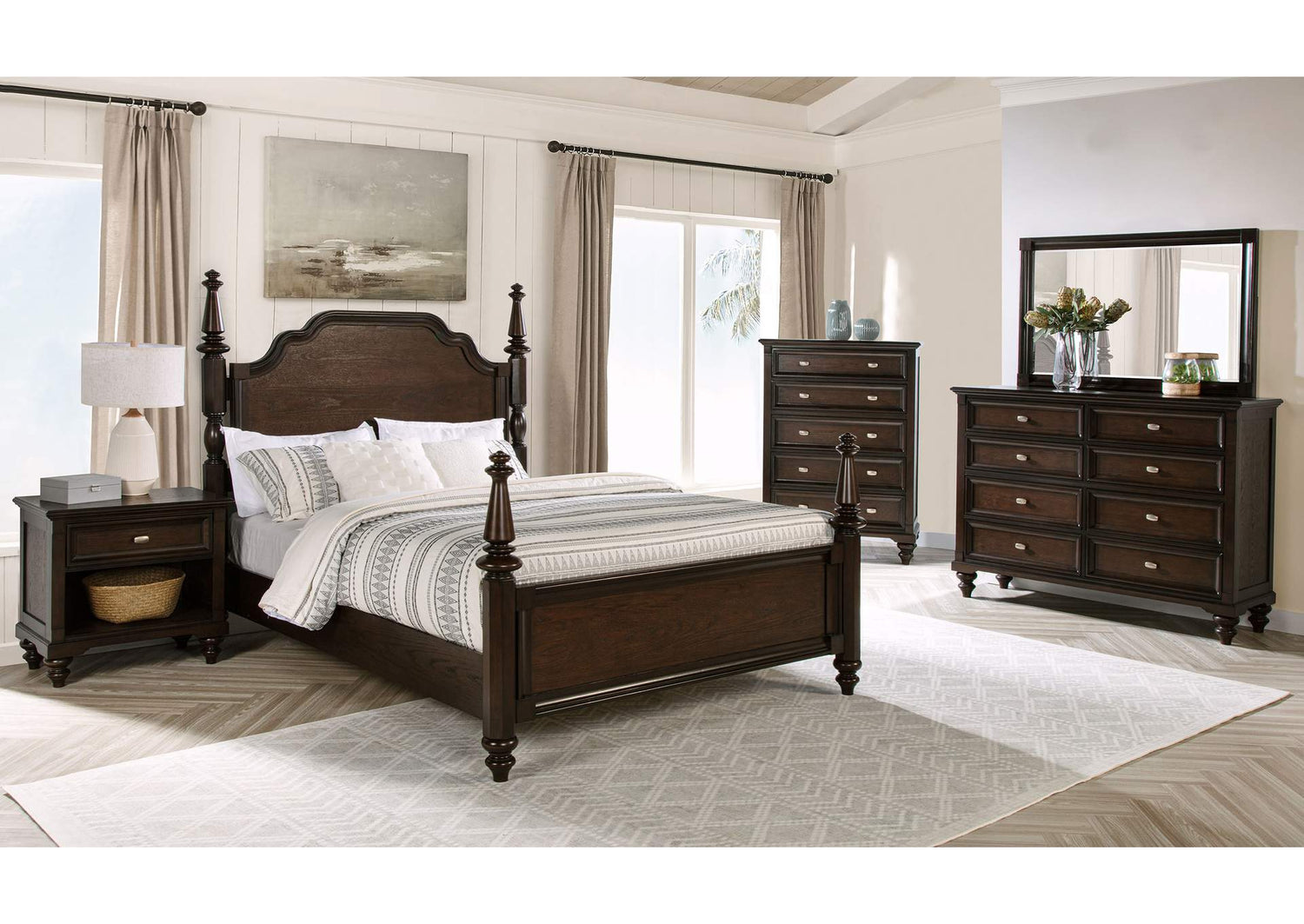 223631KE-S5 Andover 5-piece Eastern King Bedroom Set Dark Oak
