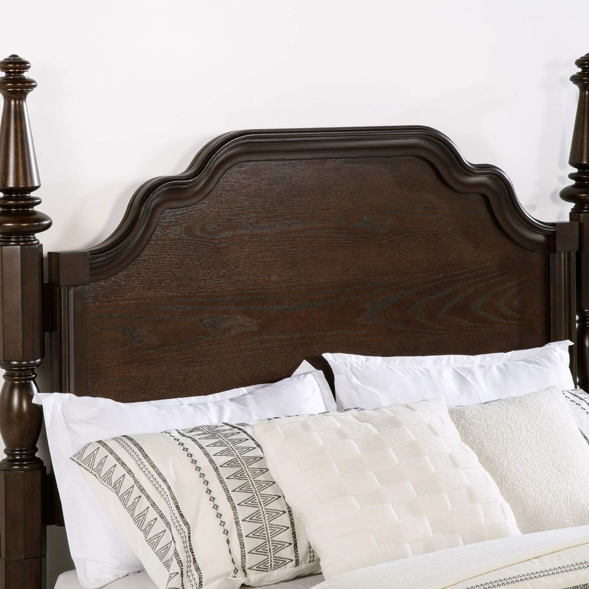 223631Q Andover 63-inch Four Poster Queen Bed Dark Oak