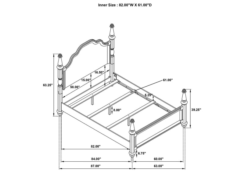223631Q Andover 63-inch Four Poster Queen Bed Dark Oak