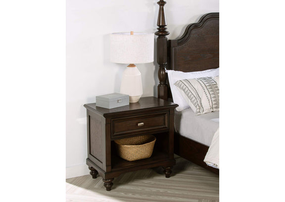 223632 Andover 1-drawer Nightstand Bedside Table Dark Oak