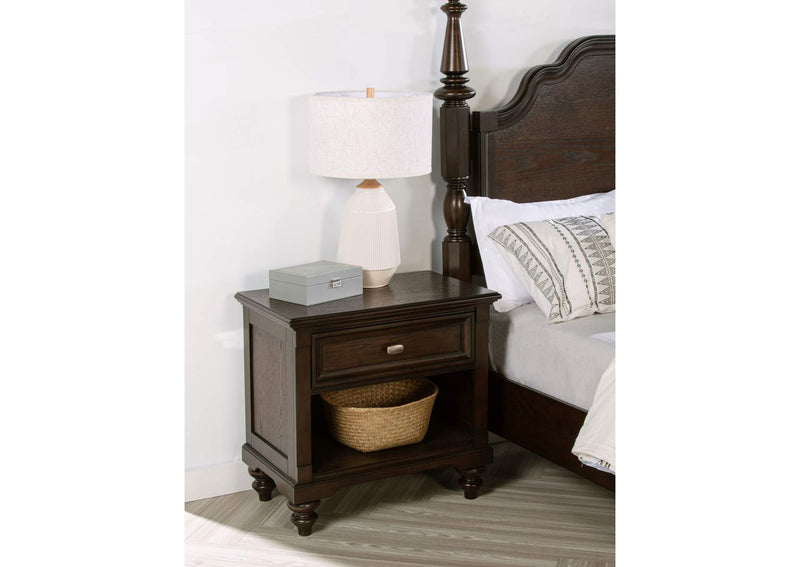 223632 Andover 1-drawer Nightstand Bedside Table Dark Oak