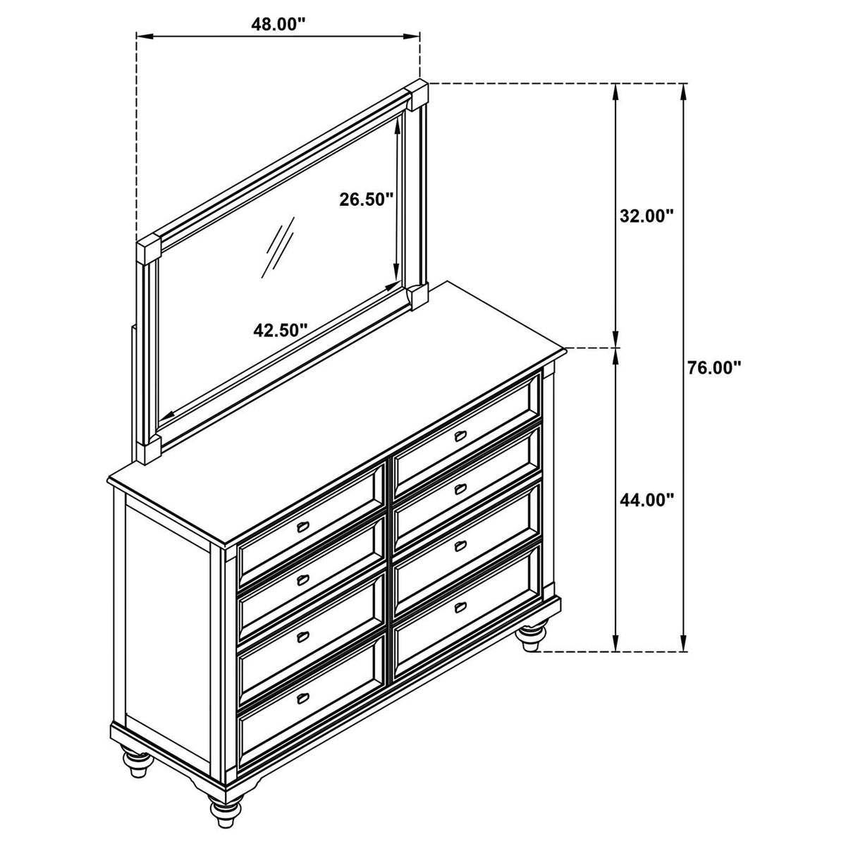 223633M Andover 8-drawer Dresser and Mirror Dark Oak