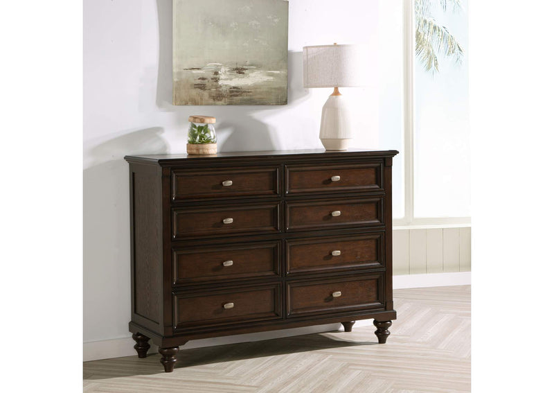 223633 Andover 8-drawer Dresser Cabinet Dark Oak