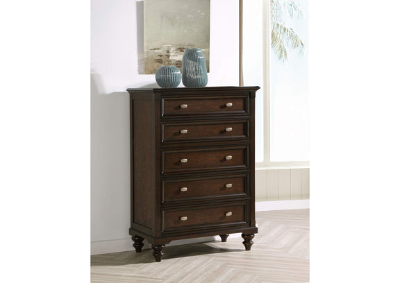 223635 Andover 5-drawer Chest of Drawers Dark Oak