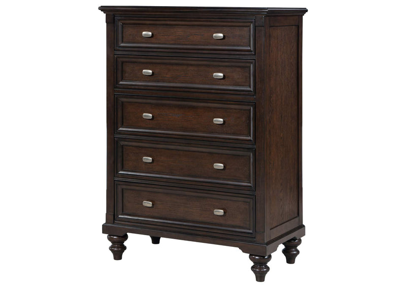 223635 Andover 5-drawer Chest of Drawers Dark Oak