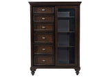 223637 Andover 6-drawer Tempered Glass Door Chest Dark Oak