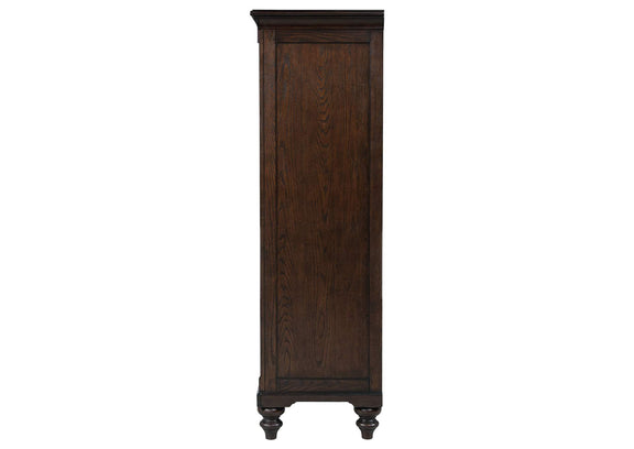 223637 Andover 6-drawer Tempered Glass Door Chest Dark Oak