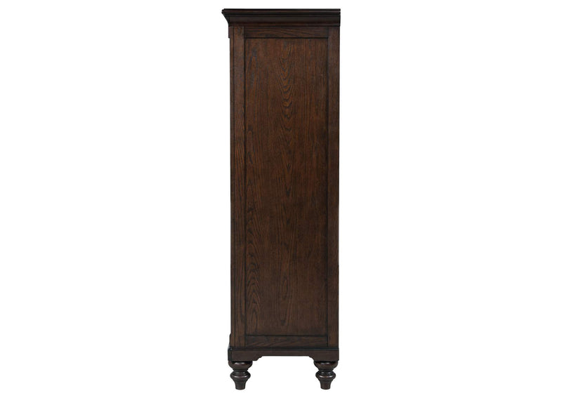 223637 Andover 6-drawer Tempered Glass Door Chest Dark Oak
