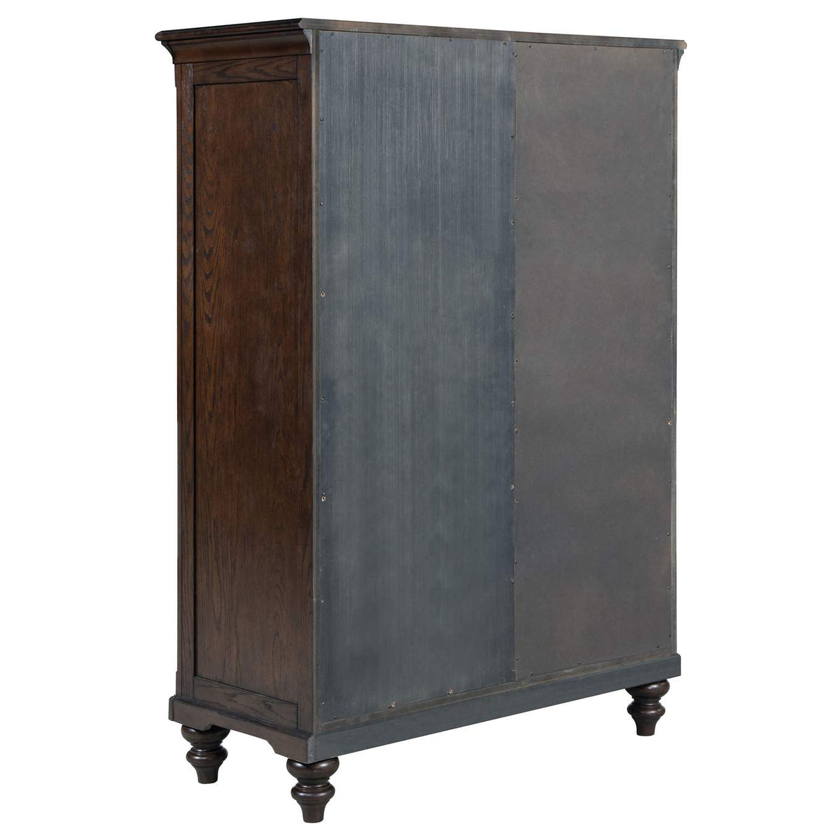 223637 Andover 6-drawer Tempered Glass Door Chest Dark Oak