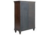 223637 Andover 6-drawer Tempered Glass Door Chest Dark Oak