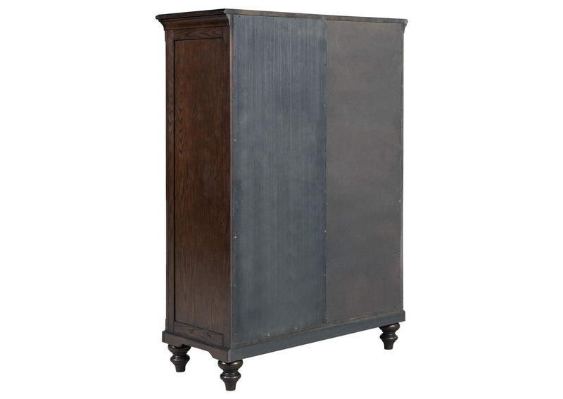 223637 Andover 6-drawer Tempered Glass Door Chest Dark Oak