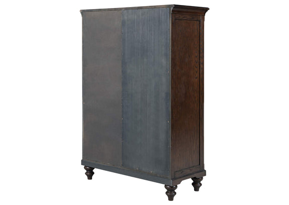 223637 Andover 6-drawer Tempered Glass Door Chest Dark Oak