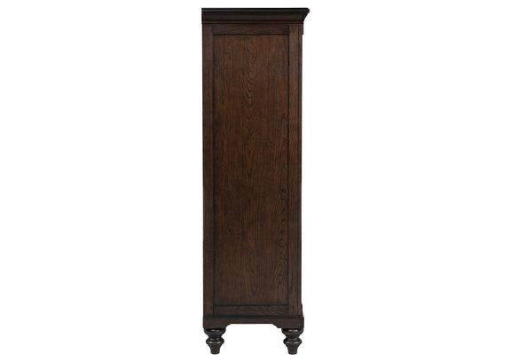 223637 Andover 6-drawer Tempered Glass Door Chest Dark Oak