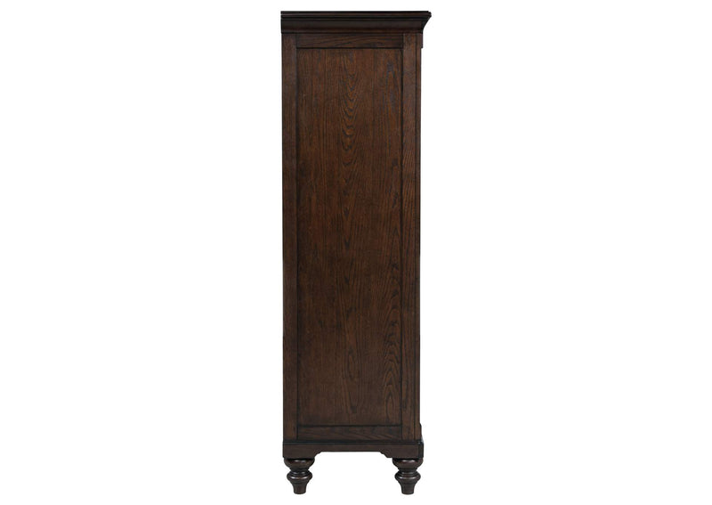 223637 Andover 6-drawer Tempered Glass Door Chest Dark Oak