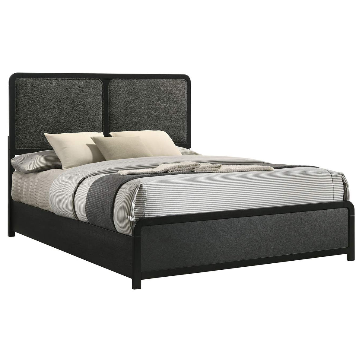 223661KE Cavelle 51-inch Upholstered Eastern King Panel Bed Black