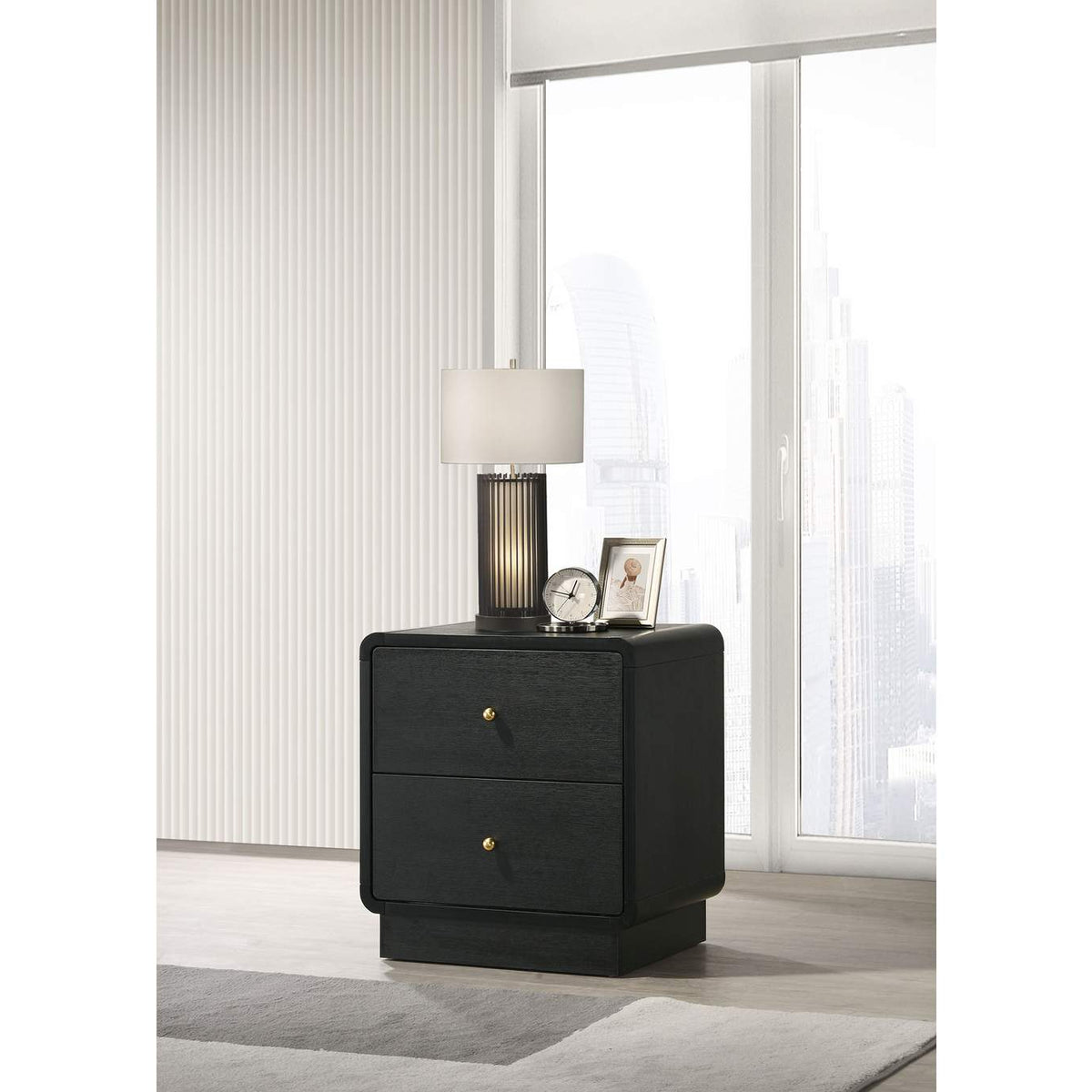 223662 Cavelle 2-drawer Nightstand Bedside Table Black