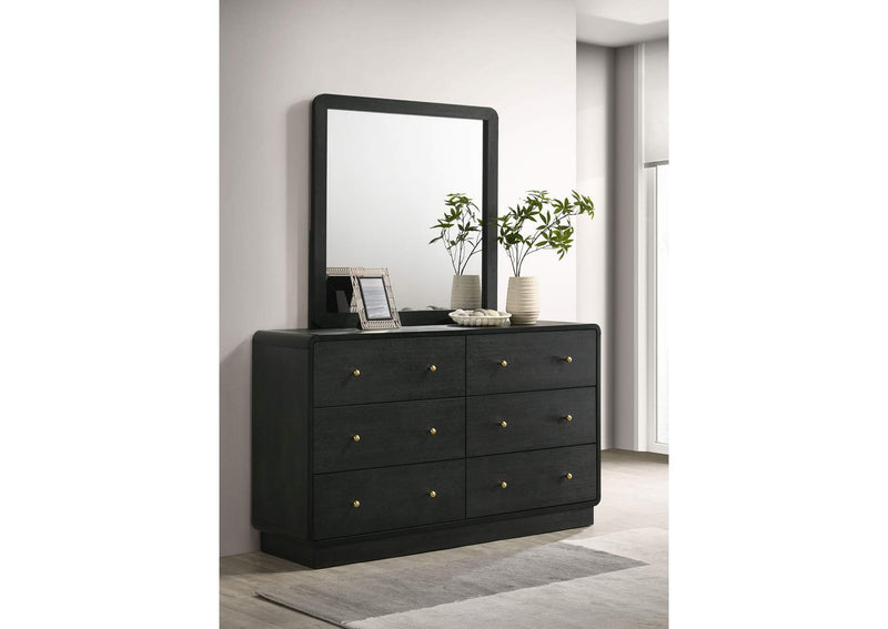223663M Cavelle 6-drawer Dresser and Mirror Black