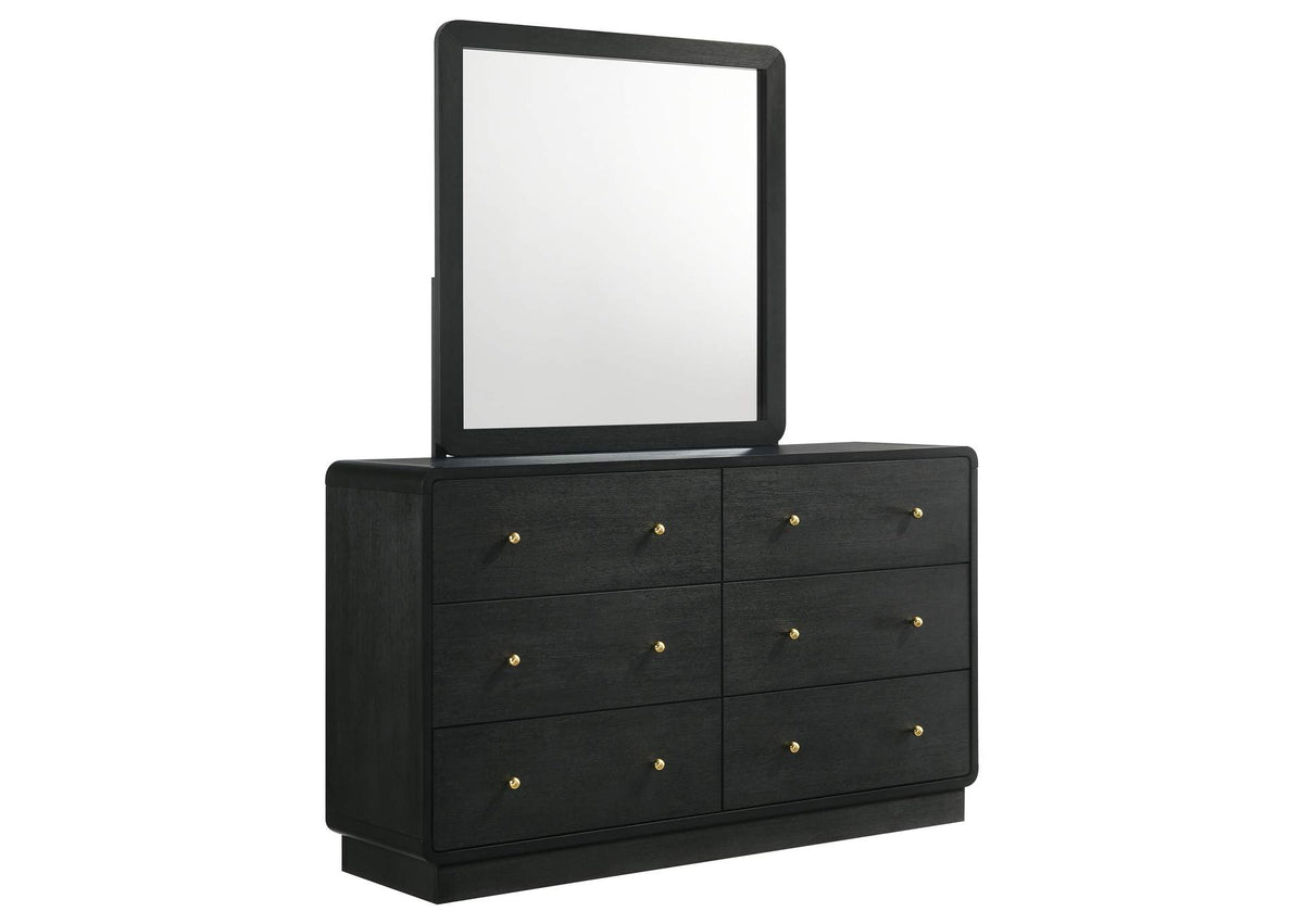 223663M Cavelle 6-drawer Dresser and Mirror Black