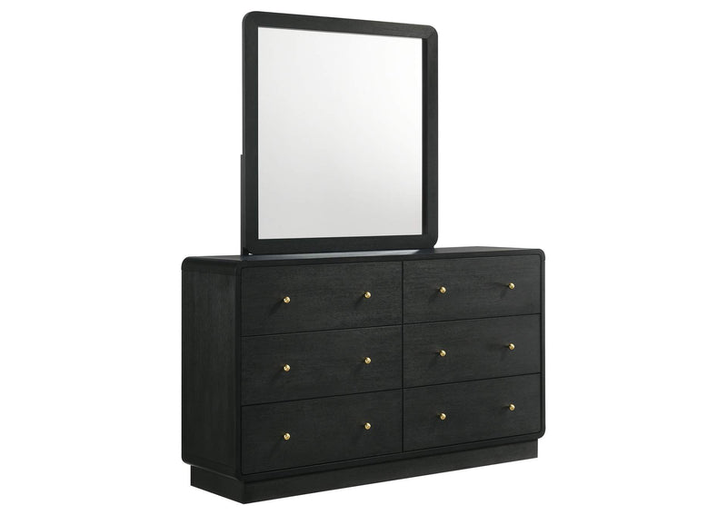 223663M Cavelle 6-drawer Dresser and Mirror Black