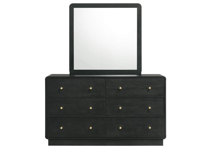 223663M Cavelle 6-drawer Dresser and Mirror Black