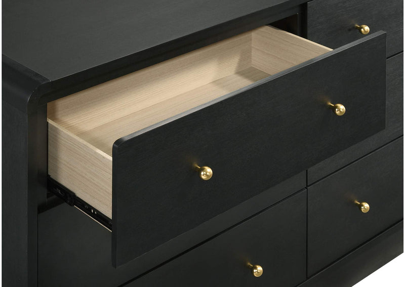 223663M Cavelle 6-drawer Dresser and Mirror Black