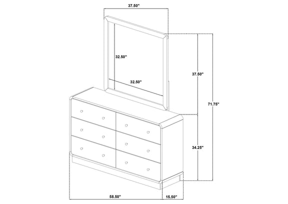 223663M Cavelle 6-drawer Dresser and Mirror Black