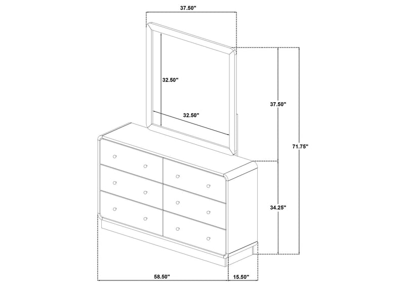 223663M Cavelle 6-drawer Dresser and Mirror Black