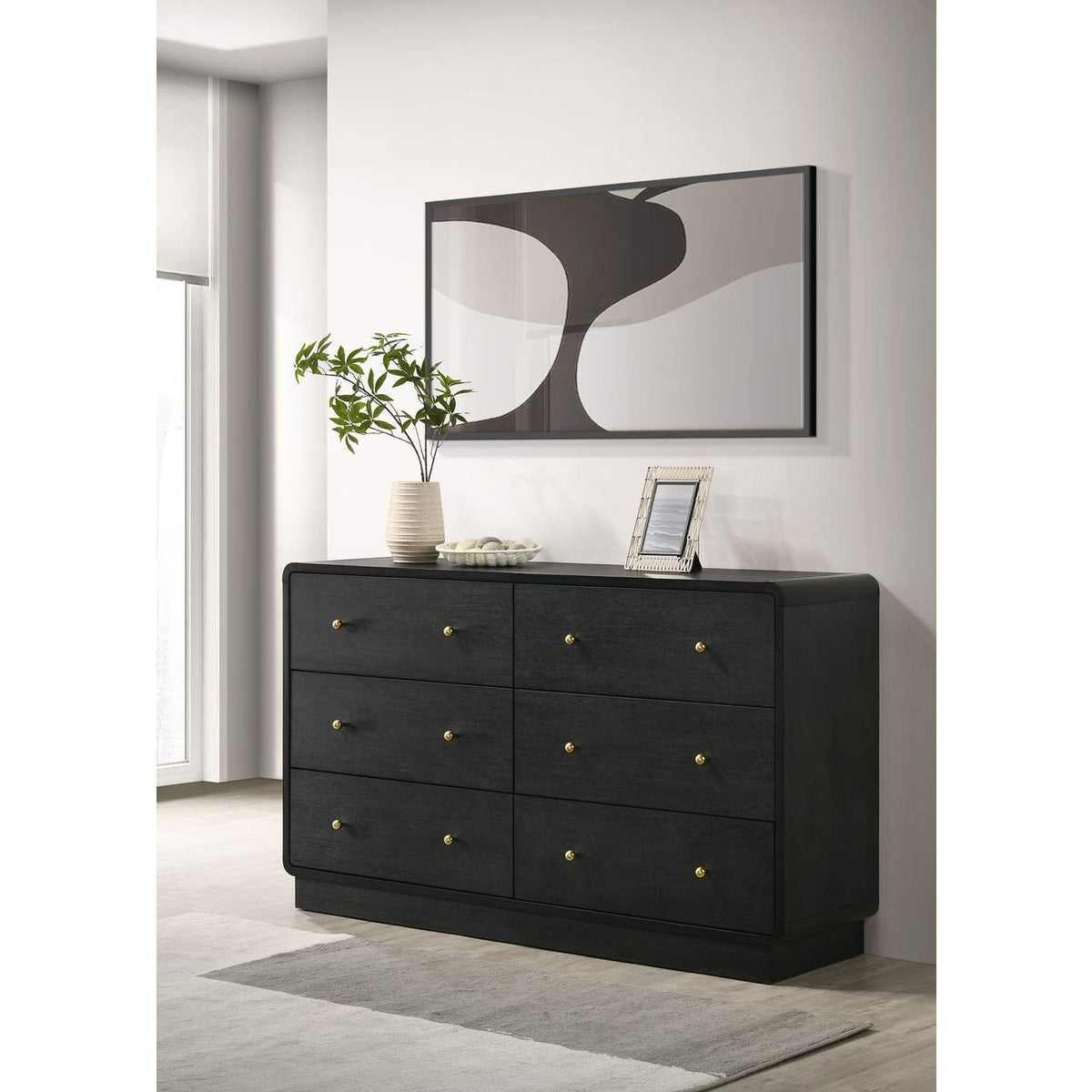 223663 Cavelle 6-drawer Dresser Cabinet Black