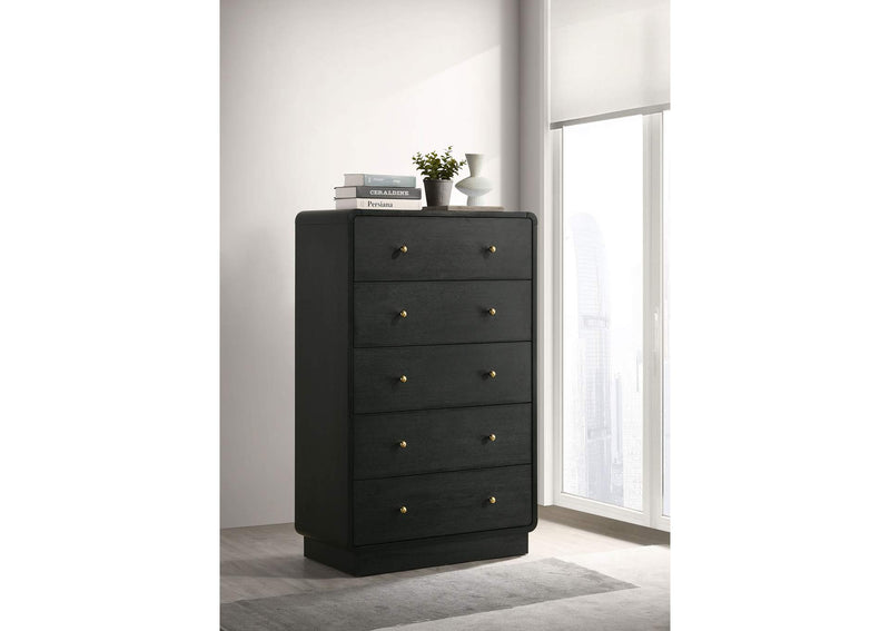 223665 Cavelle 5-drawer Chest of Drawers Black