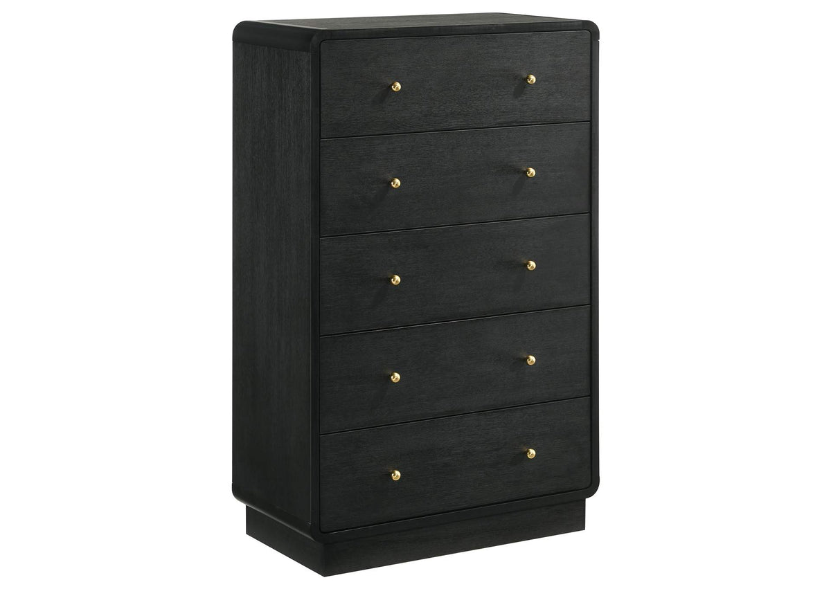 223665 Cavelle 5-drawer Chest of Drawers Black