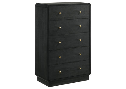 223665 Cavelle 5-drawer Chest of Drawers Black