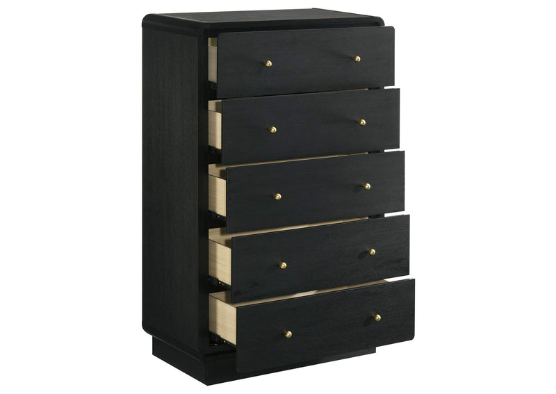 223665 Cavelle 5-drawer Chest of Drawers Black