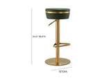 TOV-D68296 Astro Malachite Green Performance Vegan Leather and Gold Adjustable Stool