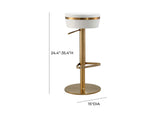 TOV-D68298 Astro White Performance Vegan Leather and Gold Adjustable Stool
