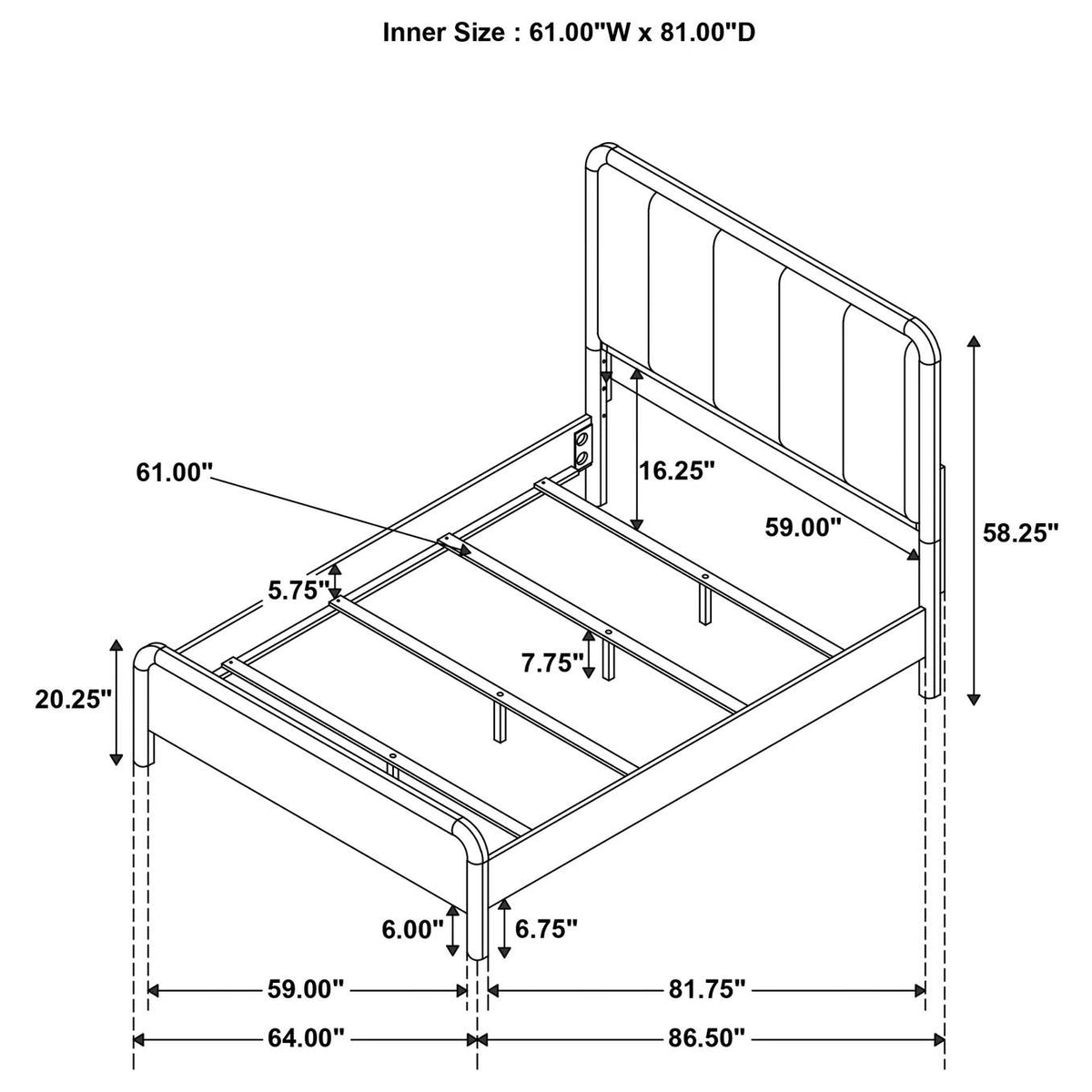224271Q Amsbury 59-inch Upholstered Queen Bed Nutmeg