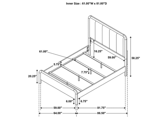 224271Q Amsbury 59-inch Upholstered Queen Bed Nutmeg
