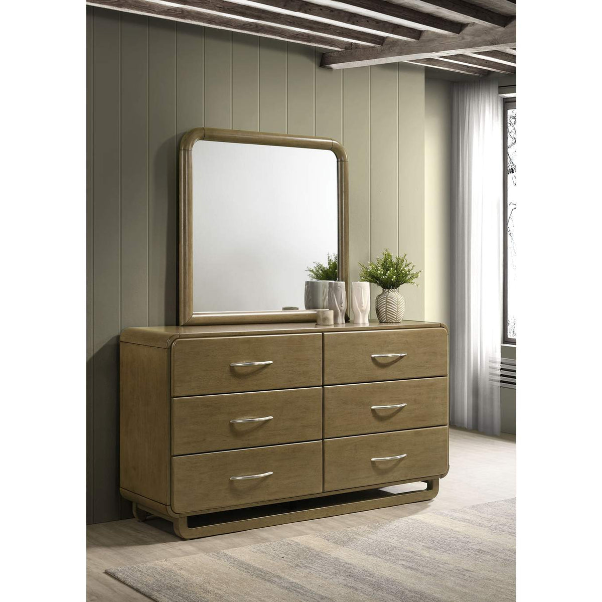 224273M Amsbury 6-drawer Dresser and Mirror Nutmeg