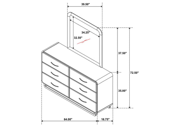 224273M Amsbury 6-drawer Dresser and Mirror Nutmeg