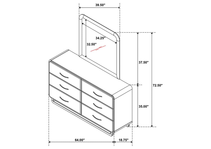 224273M Amsbury 6-drawer Dresser and Mirror Nutmeg