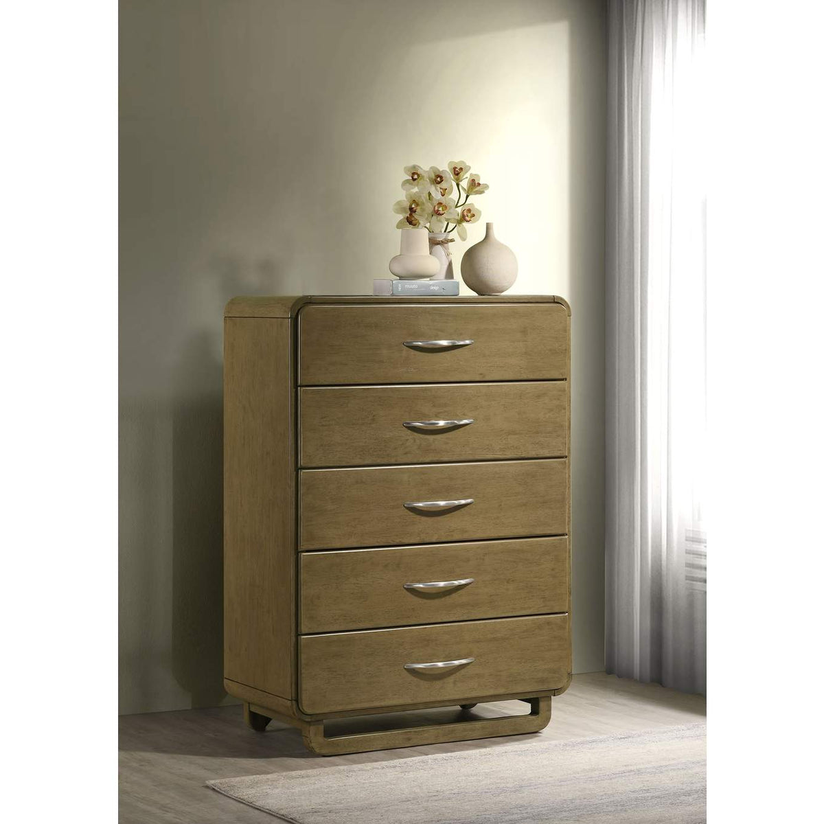 224275 Amsbury 5-drawer Chest of Drawers Nutmeg