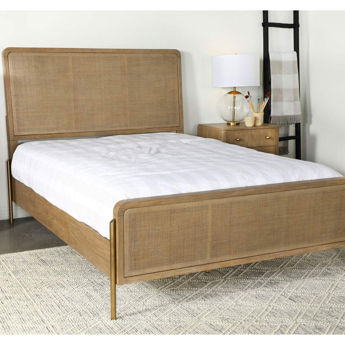224300KW Arini Rattan California King Panel Bed Sand Wash and Natural