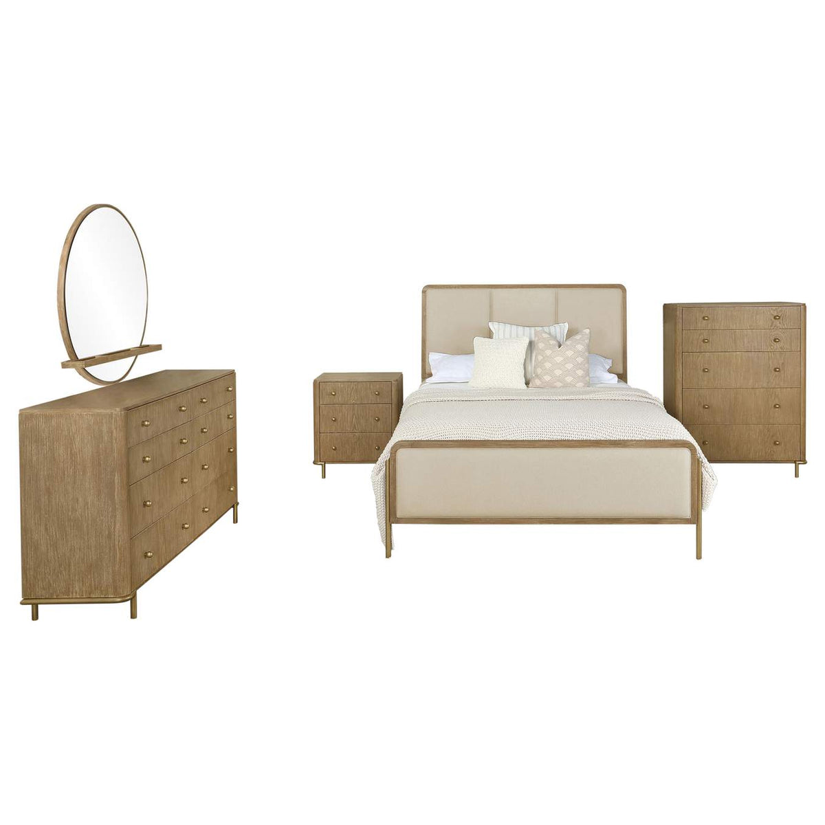 224301KECRM-S5 Arini 5-piece Eastern King Bedroom Set Cream and Sand Wash