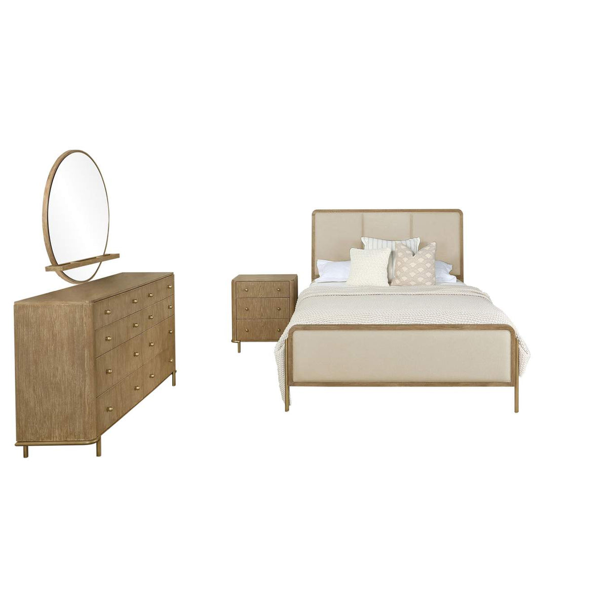 224301KWCRM-S4 Arini 4-piece California King Bedroom Set Cream and Sand Wash