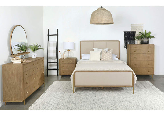 224301KWCRM-S5 Arini 5-piece California King Bedroom Set Cream and Sand Wash