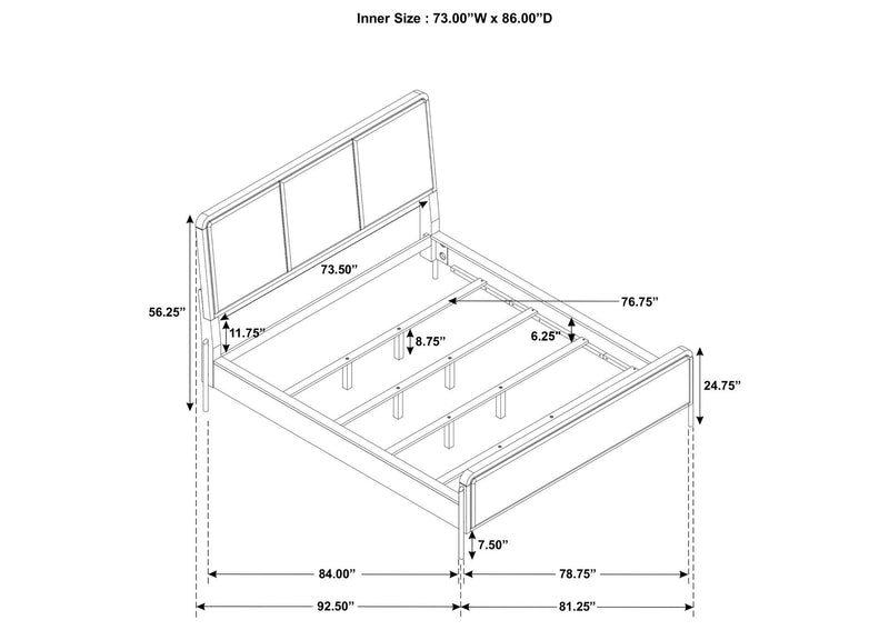 224301KWCRM Arini 56-inch California King Panel Bed Cream and Sand Wash