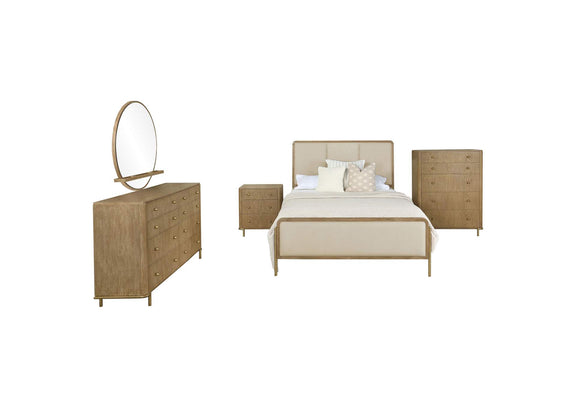 224301QCRM-S5 Arini 5-piece Queen Bedroom Set Cream and Sand Wash