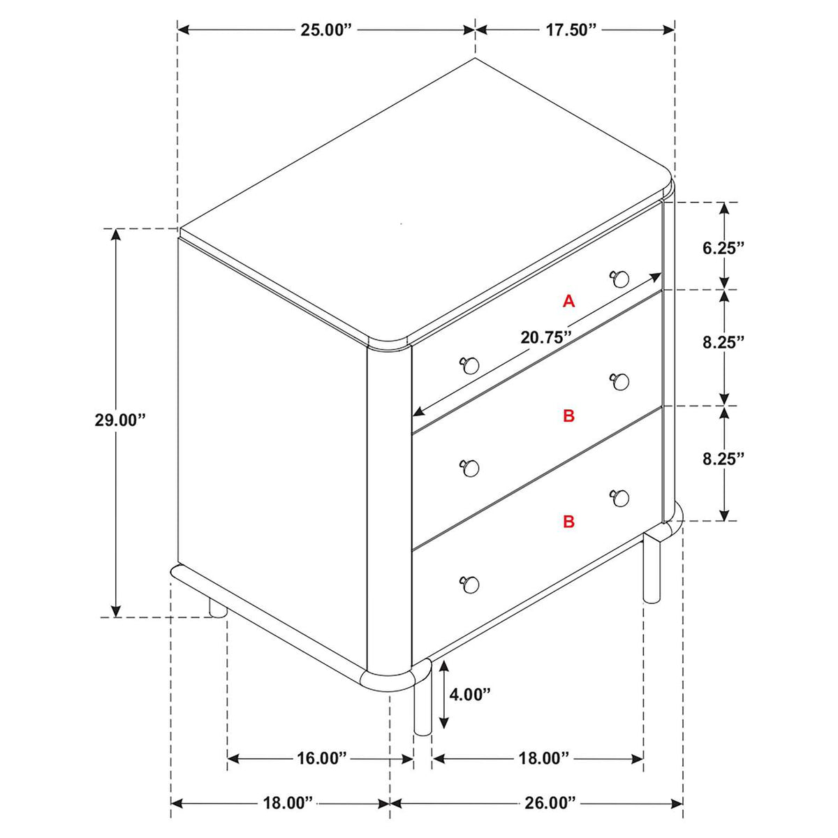 224302 Arini 3-drawer Nightstand Sand Wash