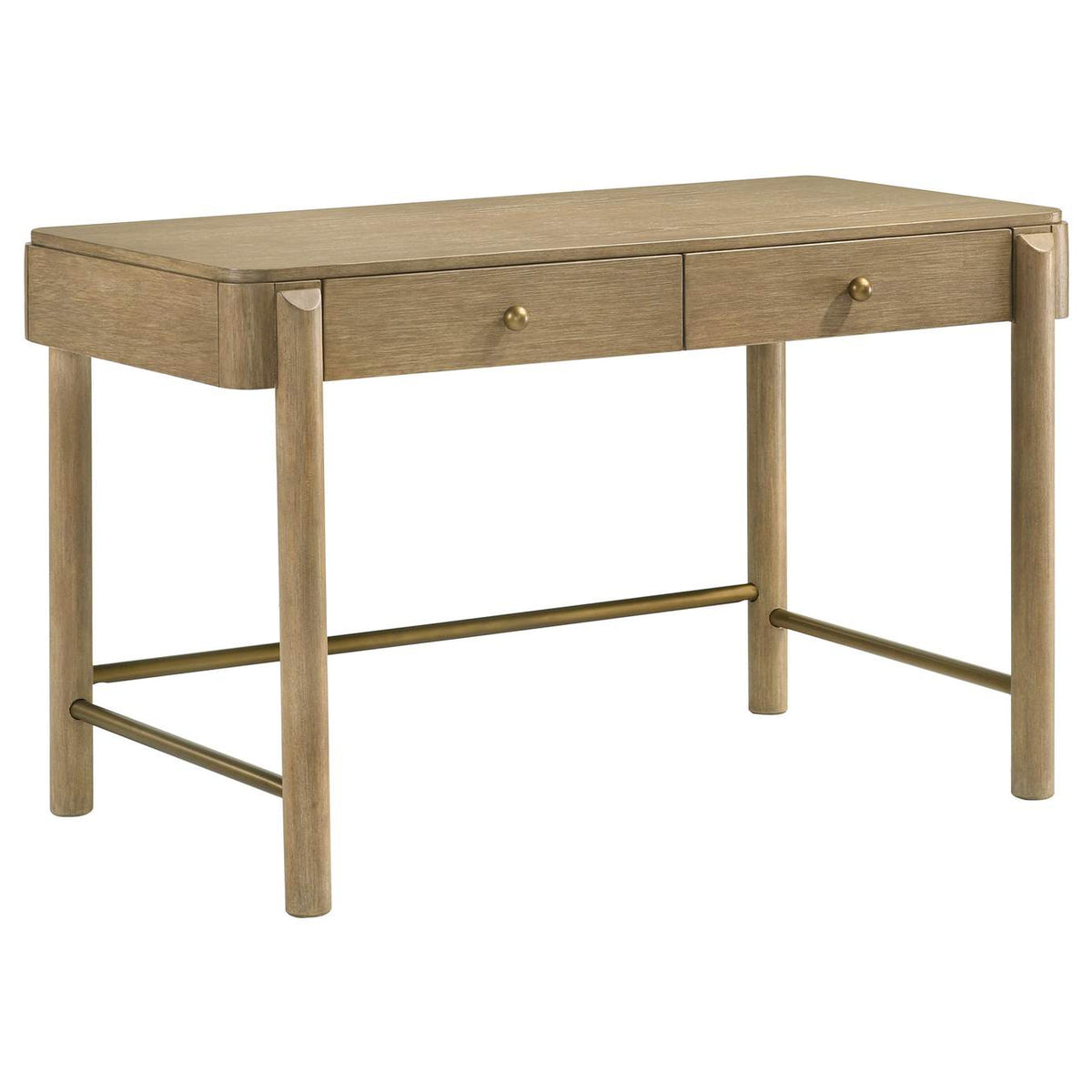 224307-SET Arini 2-piece Makeup Vanity Table and Mirror Set Sand Wash
